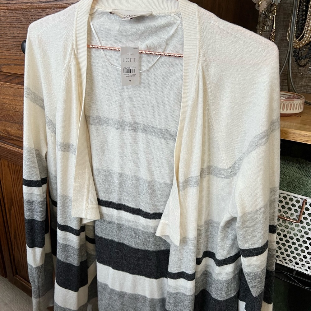 Never worn stripped cardigan from Loft. Size Medium.
